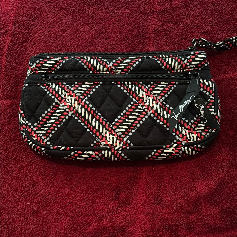 Vera Bradley Black and Red Quilted Wristlet